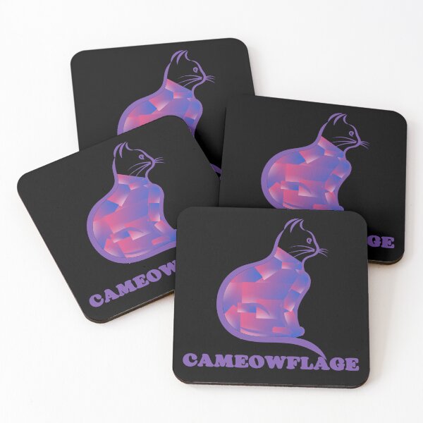 Item preview, DARK PURPLE CAMEOWFLAGE Multicolored Collage Cat Silhouette - Funny Cat Pictures with Captions  designed and sold by FunnyCatsFam.