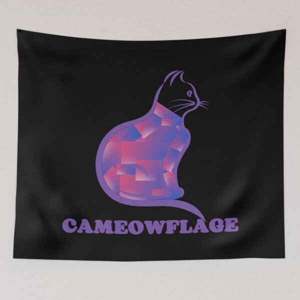 Item preview, DARK PURPLE CAMEOWFLAGE Multicolored Collage Cat Silhouette - Funny Cat Pictures with Captions  designed and sold by FunnyCatsFam.