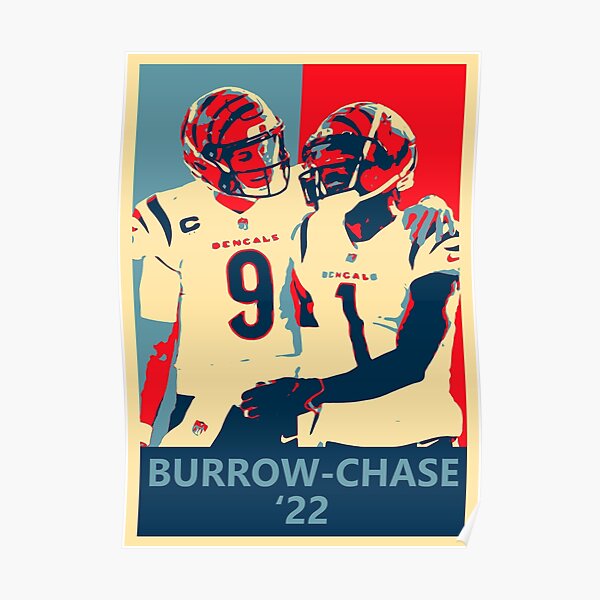 Joe Burrow Ja'Marr Chase Tee Higgins Cincinnati Bengals Football Art  Poster