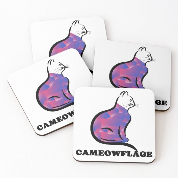 Item preview, BLACK CAMEOWFLAGE Multicolored Collage Cat Silhouette - Funny Cat Pictures with Captions  designed and sold by FunnyCatsFam.