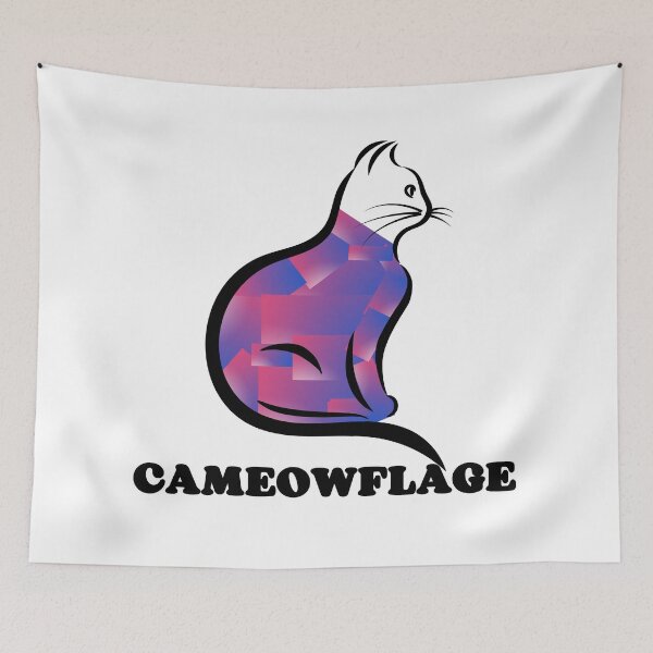Item preview, BLACK CAMEOWFLAGE Multicolored Collage Cat Silhouette - Funny Cat Pictures with Captions  designed and sold by FunnyCatsFam.