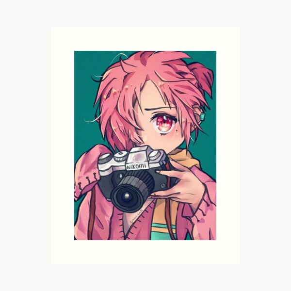 a beautiful cyberpunk anime girl with orange hair, looking straight into  the camera, generative ai technology Stock Illustration | Adobe Stock