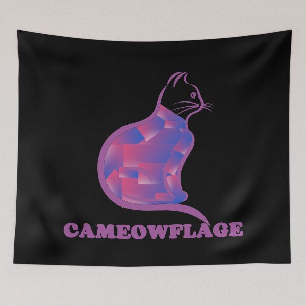 Item preview, PURPLE CAMEOWFLAGE Multicolored Collage Cat Silhouette - Funny Cat Pictures with Captions  designed and sold by FunnyCatsFam.