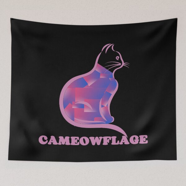 Item preview, PINK CAMEOWFLAGE Multicolored Collage Cat Silhouette - Funny Cat Pictures with Captions  designed and sold by FunnyCatsFam.
