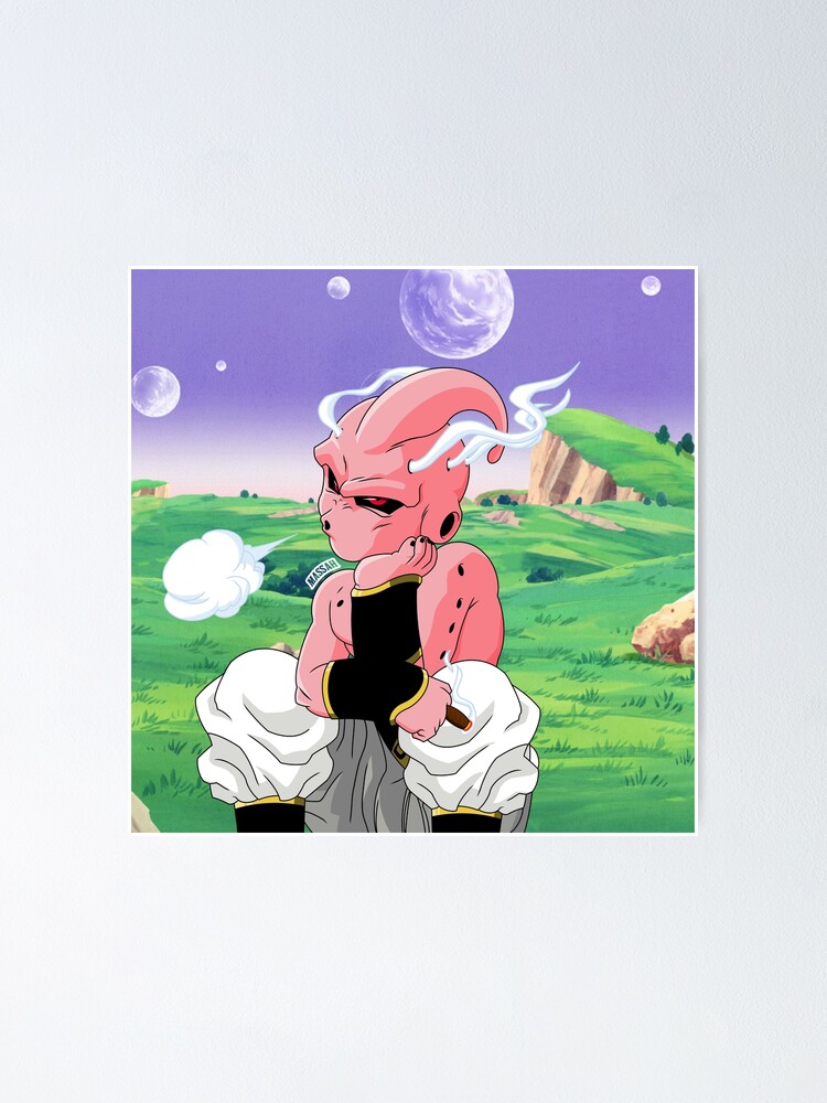 Kid buu Dragon Ball Z Face - Drawing DBZ Majin Buu Poster by eLedesign22