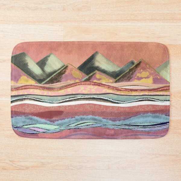 Item preview, Bright coloured abstract mountain range pink yellow designed and sold by Inktown.