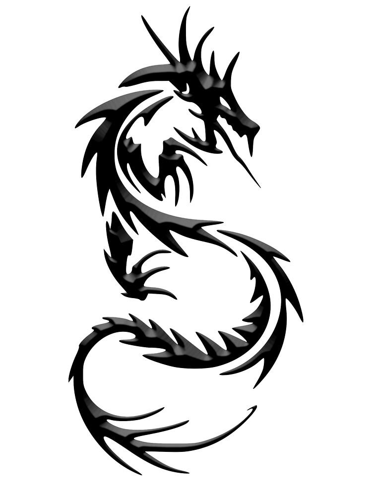 Camiseta Para Ninos Dragon Negro Tatuaje Oriental Dragon Sobre Blanco De Tomsredbubble Redbubble