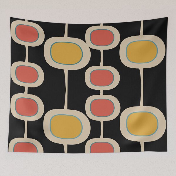 Item preview, Mid Mod Retro Bubbles in Yellow and Peach on Turquoise designed and sold by LisWilliams.