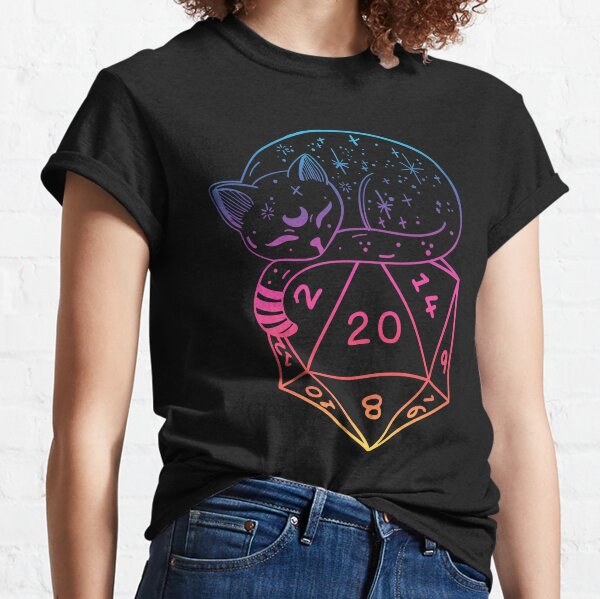 D20 CAT: Rainbow dnd dice. Classic T-Shirt