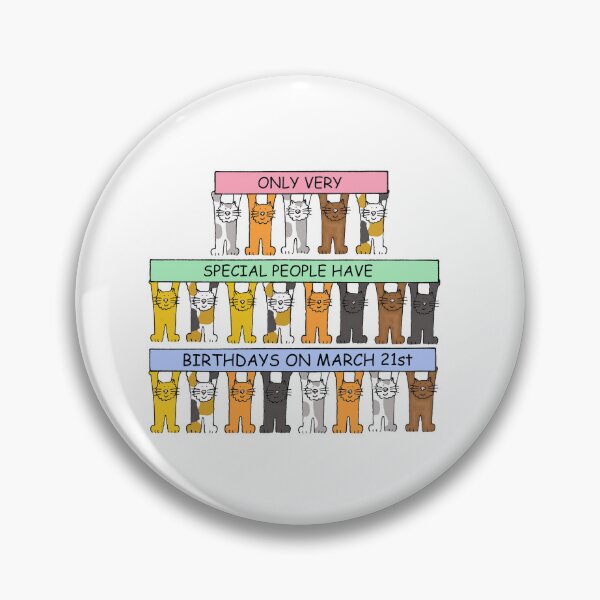 Item preview, March 21st Happy Birthday Cartoon Cats designed and sold by KateTaylor.