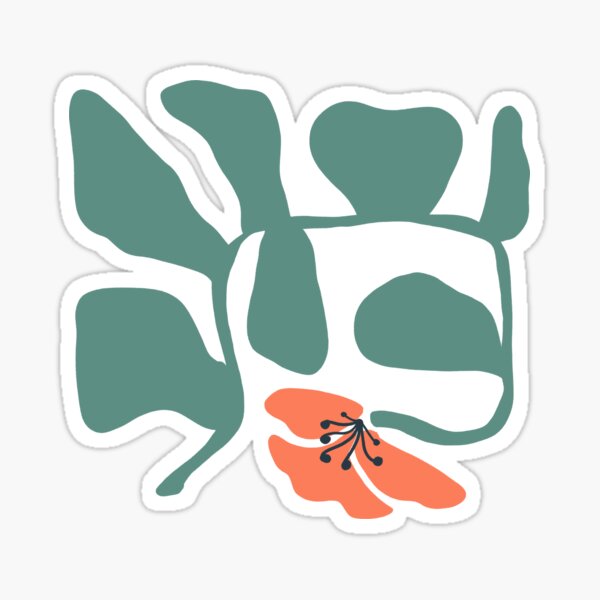 Item preview, Abstract Red Flower with Green Vine SQUARE designed and sold by Haley Schulz.