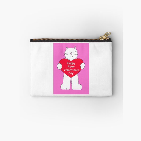 Item preview, Happy First Valentine's Day Cartoon White Cat designed and sold by KateTaylor.