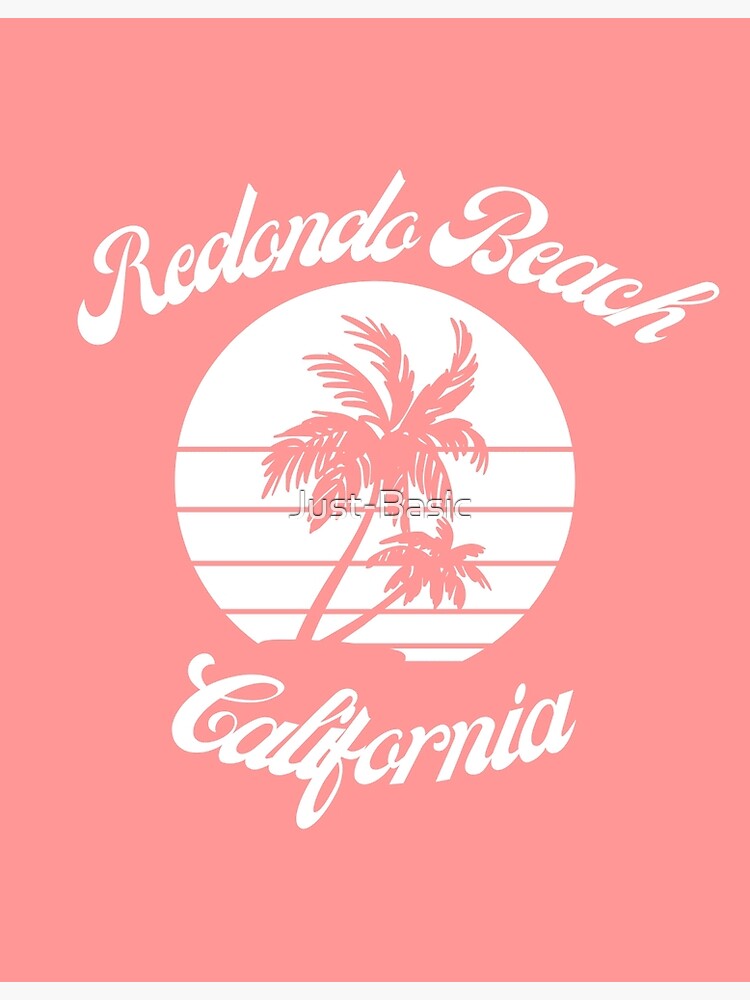 Disover Redondo Beach California (White + Coral) Premium Matte Vertical Poster