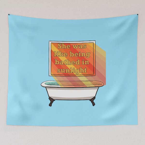 Item preview, She was like being bathed in sunlight - Andrew Garfield Quote - Blue Background designed and sold by gaslight-n.