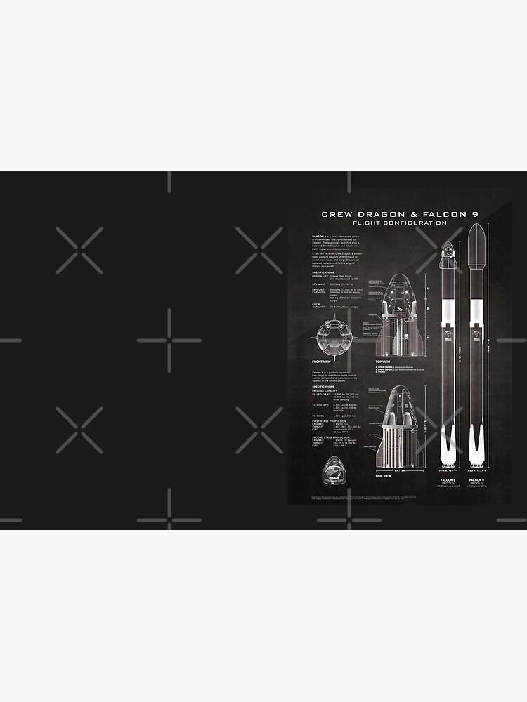 Thumbnail 3 of 3, Hardcover Journal, SpaceX Crew Dragon Spacecraft & Falcon 9 Rocket Blueprint in High Resolution (black) designed and sold by Ryan S. Horowitz.