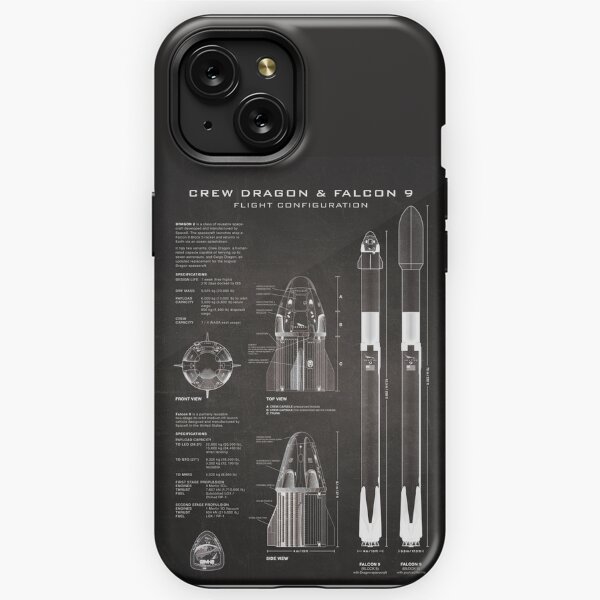 "SpaceX Crew Dragon Spacecraft & Falcon 9 Rocket Blueprint in High