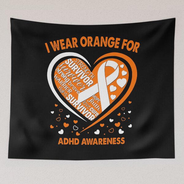 Item preview, I Wear Orange For ADHD Survivor Heart Ribbon designed and sold by heppenp.