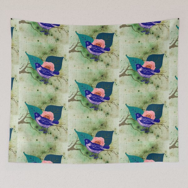 Item preview, Blue Bird Pink Rose  designed and sold by TheyComeAlong.