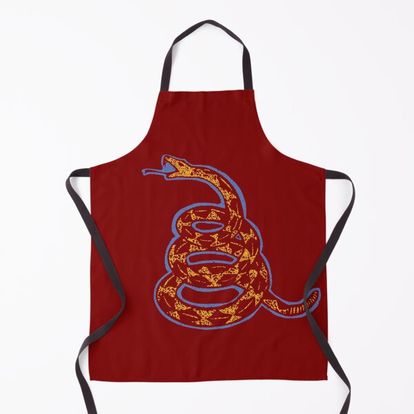 Item preview, Distressed Denim Blue and Banana Yellow 80s Retro Gadsden Snake on Maroon Default background designed and sold by pelagio.