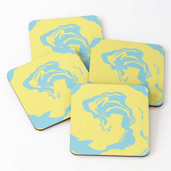 Item preview, Blue and Yellow Liquid Swirls Retro Pattern designed and sold by JadedLilacsArt.