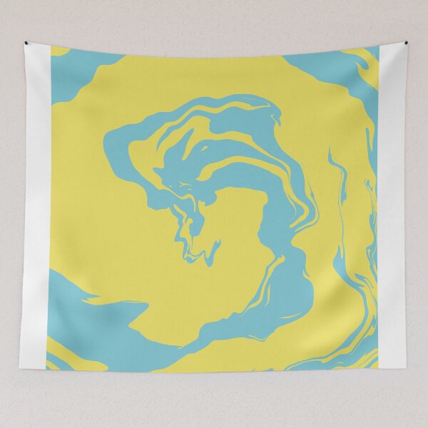 Item preview, Blue and Yellow Liquid Swirls Retro Pattern designed and sold by JadedLilacsArt.