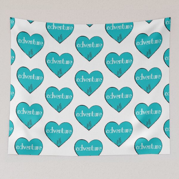 Item preview, I Love Adventure Aqua Floral Minimal Heart designed and sold by SpringMoonPress.