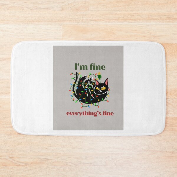 Item preview, I'm fine everythings fine, tangled christmas lights, black cat designed and sold by 2ModernHippies.