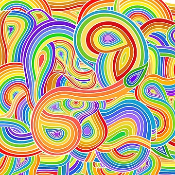 Artwork thumbnail, Abstract Rainbow Ribbons Design  by Alondra