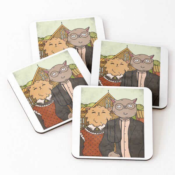 Item preview, American Gothic, Cat Art, Famous Painting, Grant Wood designed and sold by 2ModernHippies.