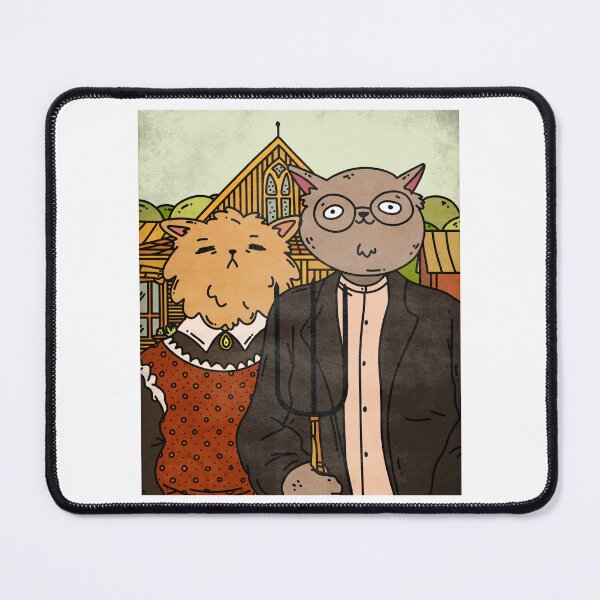 Item preview, American Gothic, Cat Art, Famous Painting, Grant Wood designed and sold by 2ModernHippies.