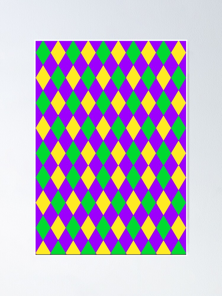 Mardi Gras Fat Tuesday Purple, Green And Gold Harlequin Pattern