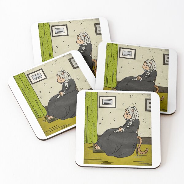 Item preview, Whistlers Mother, Cat Art, Famous Painting, Grant Wood Arrangement in Grey and Black, James Abbott McNeill Whistler designed and sold by 2ModernHippies.