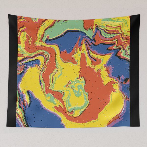 Item preview, Primary Color Glitchy Liquid Swirls Retro Pattern designed and sold by JadedLilacsArt.