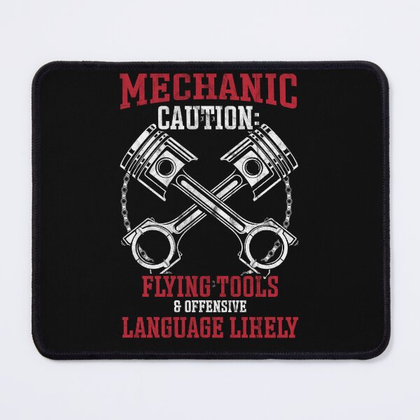 Item preview, Funny Car Mechanic Caution Flying Tools Offensive Language designed and sold by Dressed For Duty.