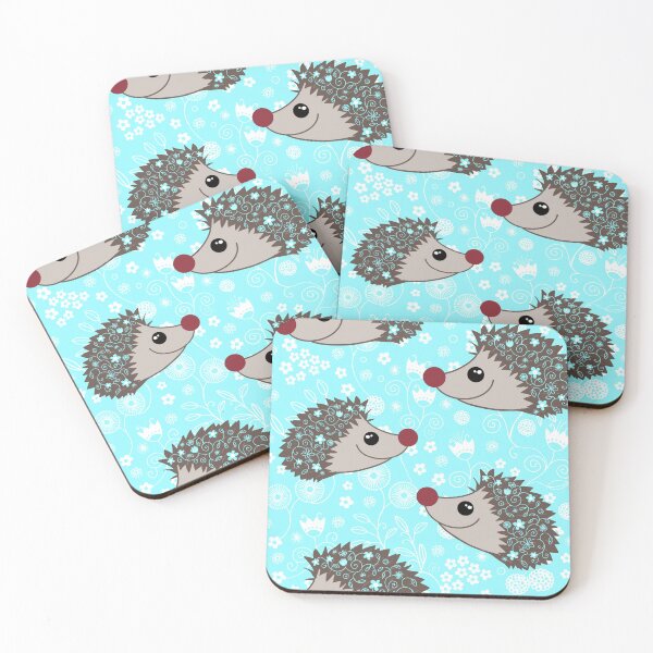 Item preview, Flowery hedgehogs on aqua  designed and sold by QuirkyCraftz.