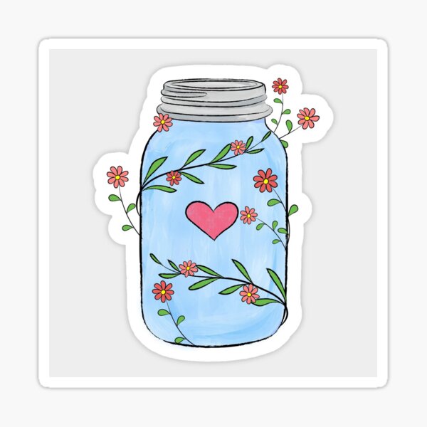 Cute 4 Mason jar line art minimalistic design - journal doodles Sticker  for Sale by Yarafantasyart