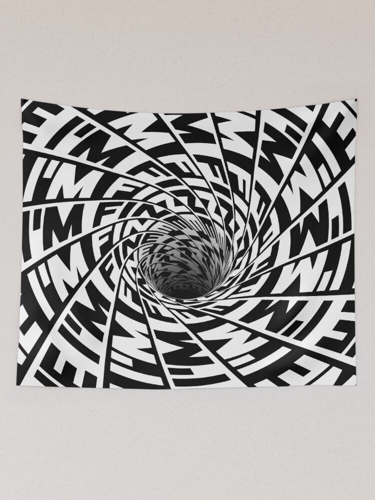 Optical illusion art. Abstract wavy stripe flow background. Black