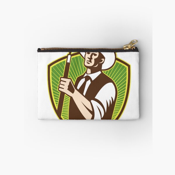 Item preview, Organic Farmer Holding Grab Hoe Shield designed and sold by patrimonio.