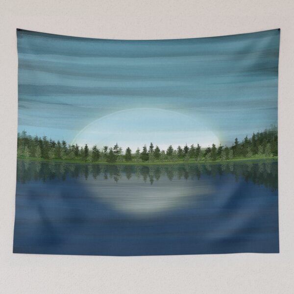 Item preview, Sunset lake dark- water trees designed and sold by Inktown.