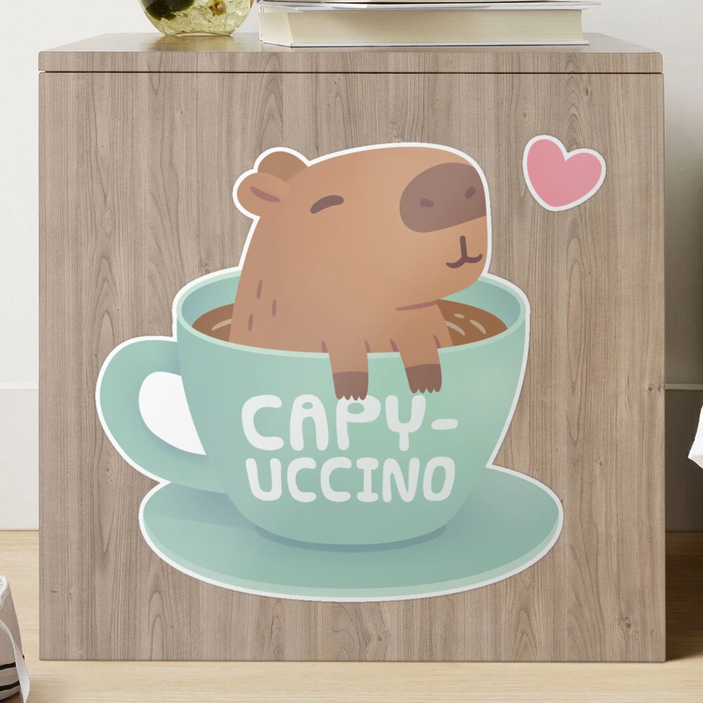 Cute Capybara Capyuccino Coffee Takeaway Cup' Sticker