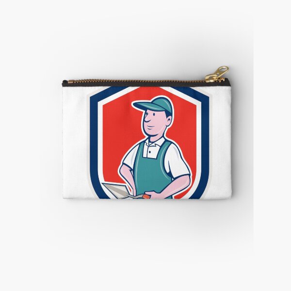 Item preview, Bricklayer Mason Plasterer Shield Cartoon designed and sold by patrimonio.