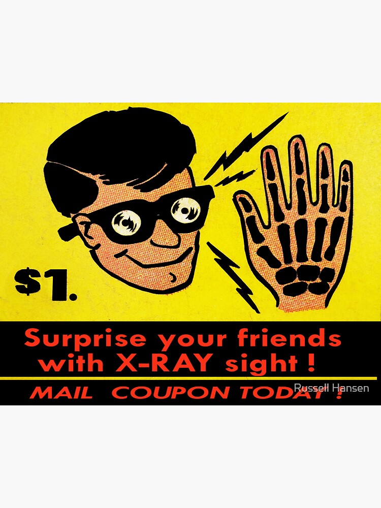 "1960s XRay Glassses Ad" Sticker for Sale by RussellLee3 Redbubble