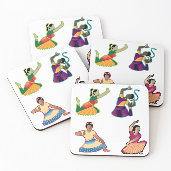 Item preview, Bharatanatyam : Classical Indian Dancers Seated Set of 4 designed and sold by umasharda.