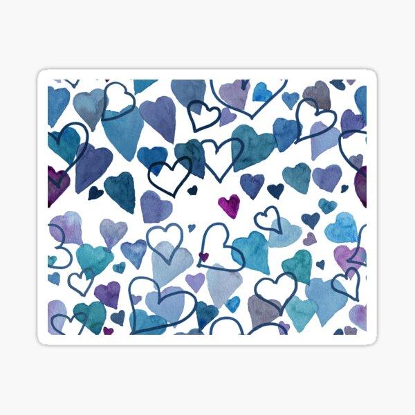 Item preview, Watercolour Hearts Blue designed and sold by JillyBeanDesign.