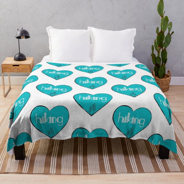 Item preview, I Love Hiking Aqua Floral Minimal Heart designed and sold by SpringMoonPress.