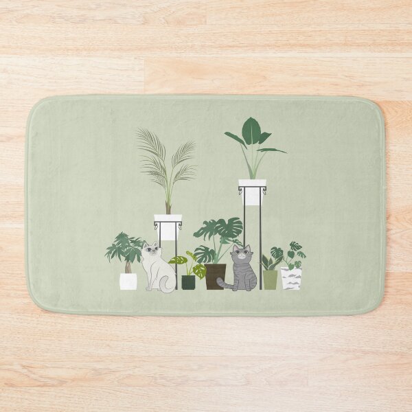 Item preview, cats and plants (green background) designed and sold by hungrykate.