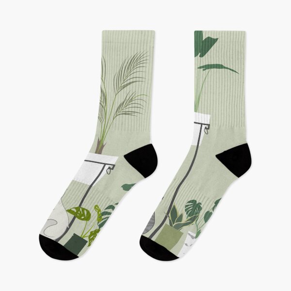 Item preview, cats and plants (green background) designed and sold by hungrykate.