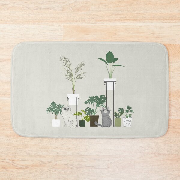 Item preview, cats and plants (beige background) designed and sold by hungrykate.