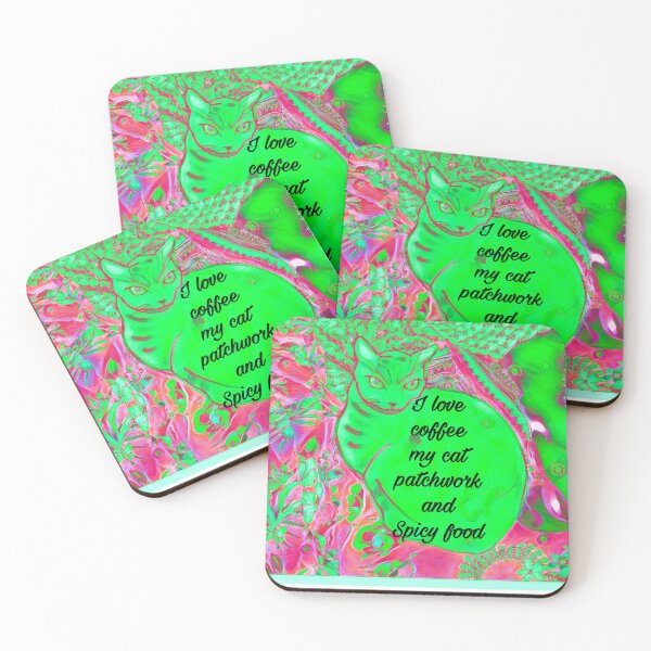 Item preview, I love coffee my cat and spicy food and patchwork  designed and sold by Jacinta hunt.