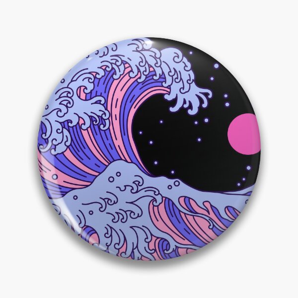 Item preview, Circular Japanese Wave Omni Sexual. Omnisexual Pride designed and sold by Subtle Pride Shop.